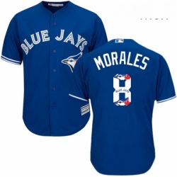 Mens Majestic Toronto Blue Jays 8 Kendrys Morales Authentic Blue Team Logo Fashion MLB Jersey