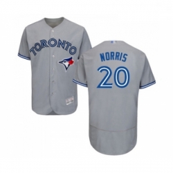 Mens Toronto Blue Jays 20 Bud Norris Grey Road Flex Base Authentic Collection Baseball Jersey