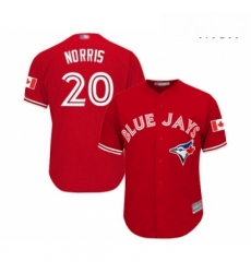 Mens Toronto Blue Jays 20 Bud Norris Replica Scarlet Alternate Cool Base Baseball Jersey 