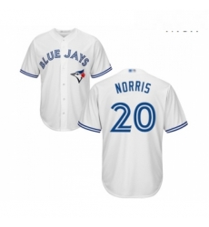 Mens Toronto Blue Jays 20 Bud Norris Replica White Home Baseball Jersey 