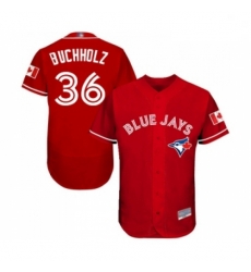 Mens Toronto Blue Jays 36 Clay Buchholz Scarlet Alternate Flex Base Authentic Collection MLB Jersey