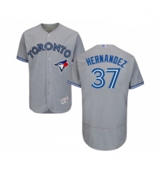 Mens Toronto Blue Jays 37 Teoscar Hernandez Grey Road Flex Base Authentic Collection Baseball Jersey