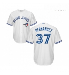 Mens Toronto Blue Jays 37 Teoscar Hernandez Replica White Home Baseball Jersey 