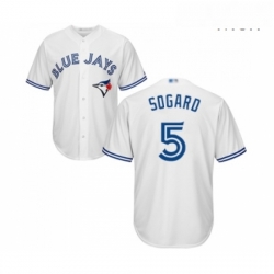 Mens Toronto Blue Jays 5 Eric Sogard Replica White Home Baseball Jersey 