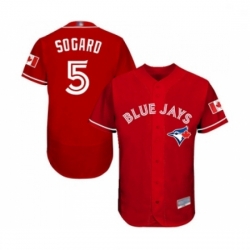 Mens Toronto Blue Jays 5 Eric Sogard Scarlet Alternate Flex Base Authentic Collection MLB Jersey