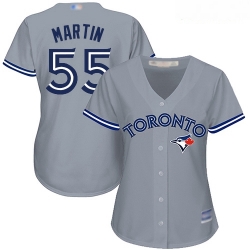 Blue Jays #55 Russell Martin Grey Road Women Stitched Baseball Jersey
