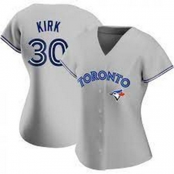 Women Nike Toronto Blue Jays #30 Alejandro Kirk Gray Home Stitched Cool Base Jersey