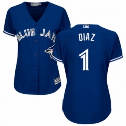 Womens Majestic Toronto Blue Jays 1 Aledmys Diaz Authentic Blue Alternate MLB Jersey 