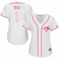 Womens Majestic Toronto Blue Jays 1 Aledmys Diaz Authentic White Fashion Cool Base MLB Jersey 