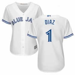 Womens Majestic Toronto Blue Jays 1 Aledmys Diaz Authentic White Home MLB Jersey 