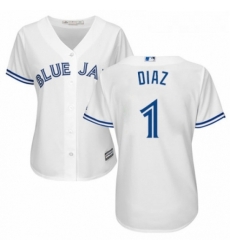 Womens Majestic Toronto Blue Jays 1 Aledmys Diaz Replica White Home MLB Jersey 