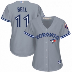 Womens Majestic Toronto Blue Jays 11 George Bell Replica Grey Road MLB Jersey 