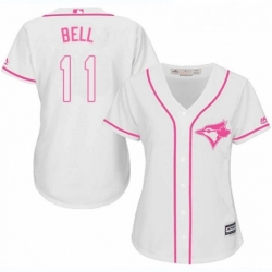 Womens Majestic Toronto Blue Jays 11 George Bell Replica White Fashion Cool Base MLB Jersey 