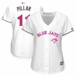Womens Majestic Toronto Blue Jays 11 Kevin Pillar Authentic White Mothers Day Cool Base MLB Jersey