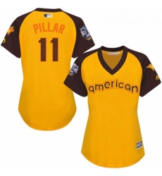 Womens Majestic Toronto Blue Jays 11 Kevin Pillar Authentic Yellow 2016 All Star American League BP Cool Base MLB Jersey