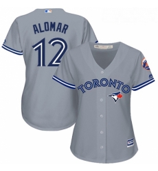 Womens Majestic Toronto Blue Jays 12 Roberto Alomar Authentic Grey Road MLB Jersey