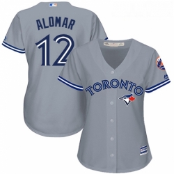 Womens Majestic Toronto Blue Jays 12 Roberto Alomar Authentic Grey Road MLB Jersey