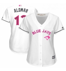 Womens Majestic Toronto Blue Jays 12 Roberto Alomar Authentic White Mothers Day Cool Base MLB Jersey