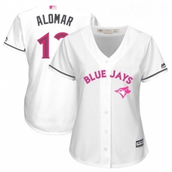Womens Majestic Toronto Blue Jays 12 Roberto Alomar Authentic White Mothers Day Cool Base MLB Jersey