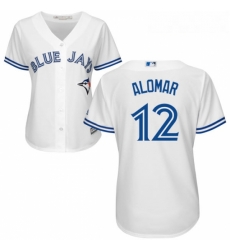 Womens Majestic Toronto Blue Jays 12 Roberto Alomar Replica White Home MLB Jersey