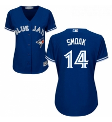 Womens Majestic Toronto Blue Jays 14 Justin Smoak Authentic Blue Alternate MLB Jersey