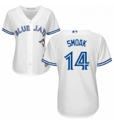 Womens Majestic Toronto Blue Jays 14 Justin Smoak Replica White Home MLB Jersey