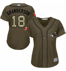 Womens Majestic Toronto Blue Jays 18 Curtis Granderson Authentic Green Salute to Service MLB Jersey 