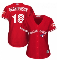 Womens Majestic Toronto Blue Jays 18 Curtis Granderson Replica Scarlet Alternate MLB Jersey 