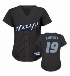 Womens Majestic Toronto Blue Jays 19 Jose Bautista Replica Black MLB Jersey