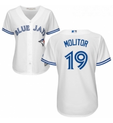 Womens Majestic Toronto Blue Jays 19 Paul Molitor Authentic White Home MLB Jersey