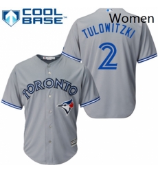 Womens Majestic Toronto Blue Jays 2 Troy Tulowitzki Replica Grey MLB Jersey