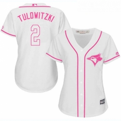 Womens Majestic Toronto Blue Jays 2 Troy Tulowitzki Replica White Fashion Cool Base MLB Jersey