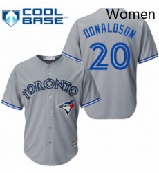 Womens Majestic Toronto Blue Jays 20 Josh Donaldson Replica Grey MLB Jersey