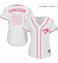 Womens Majestic Toronto Blue Jays 20 Josh Donaldson Replica White Fashion Cool Base MLB Jersey