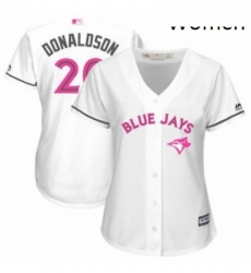 Womens Majestic Toronto Blue Jays 20 Josh Donaldson Replica White Mothers Day Cool Base MLB Jersey