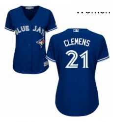 Womens Majestic Toronto Blue Jays 21 Roger Clemens Authentic Blue Alternate MLB Jersey