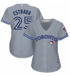 Womens Majestic Toronto Blue Jays 25 Marco Estrada Replica Grey Road MLB Jersey