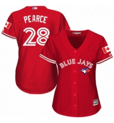 Womens Majestic Toronto Blue Jays 28 Steve Pearce Authentic Scarlet Alternate MLB Jersey 