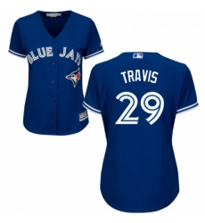 Womens Majestic Toronto Blue Jays 29 Devon Travis Authentic Blue Alternate MLB Jersey