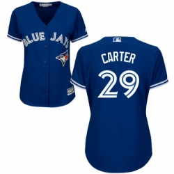 Womens Majestic Toronto Blue Jays 29 Joe Carter Authentic Blue Alternate MLB Jersey