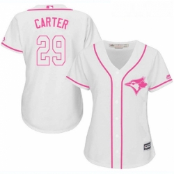 Womens Majestic Toronto Blue Jays 29 Joe Carter Authentic White Fashion Cool Base MLB Jersey