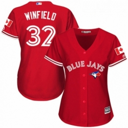 Womens Majestic Toronto Blue Jays 32 Dave Winfield Authentic Scarlet Alternate MLB Jersey 