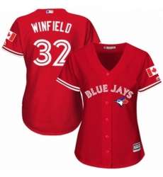 Womens Majestic Toronto Blue Jays 32 Dave Winfield Replica Scarlet Alternate MLB Jersey 