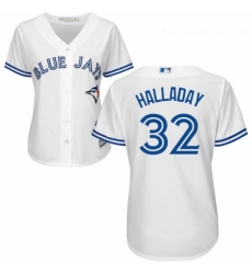 Womens Majestic Toronto Blue Jays 32 Roy Halladay Replica White Home MLB Jersey