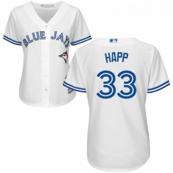 Womens Majestic Toronto Blue Jays 33 JA Happ Replica White Home MLB Jersey