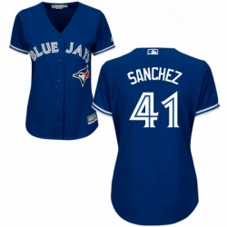Womens Majestic Toronto Blue Jays 41 Aaron Sanchez Authentic Blue Alternate MLB Jersey
