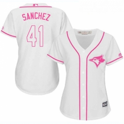 Womens Majestic Toronto Blue Jays 41 Aaron Sanchez Replica White Fashion Cool Base MLB Jersey