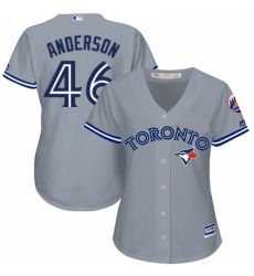 Womens Majestic Toronto Blue Jays 46 Brett Anderson Authentic Grey Road MLB Jersey 