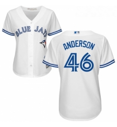 Womens Majestic Toronto Blue Jays 46 Brett Anderson Authentic White Home MLB Jersey 