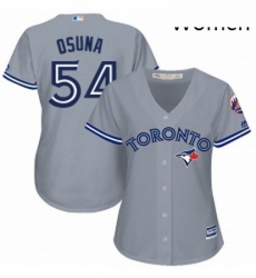 Womens Majestic Toronto Blue Jays 54 Roberto Osuna Authentic Grey Road MLB Jersey